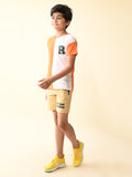 Colorblock Solid T-shirt with Shorts Set