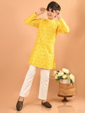 All Over Printed Mandarin Collar Straight Kurta Pajama Set