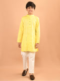 Embellished Button Down Straight Mandarin Collar Kurta Pajama Set