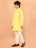 Embellished Button Down Straight Mandarin Collar Kurta Pajama Set