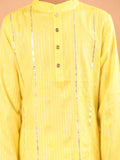Embellished Button Down Straight Mandarin Collar Kurta Pajama Set