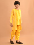 Button Down Straight Kurta Dhoti Set with Sequin Shrug Jacket