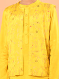 Solid Kurta Pajama Set with Printed Jacket