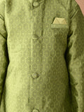 Embossed Button Down Straight Mandarin Collar Kurta Pajama Set