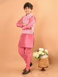 Solid Kurta Pajama Set with Embroidered Nehru Jacket