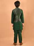 Solid Kurta Pajama Set with Brocade Jacket