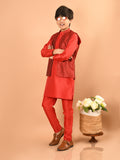 Solid Kurta Pajama Set with Embossed Jacket