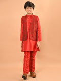 Solid Kurta Pajama Set with Embossed Jacket