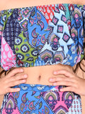 Ethnic Printed Off Shoulder Crop Top with Shorts Set