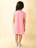 Solid Knee Length Drop Waist Net Dress