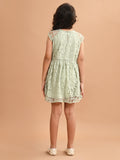 Floral Mesh Sleeveless Knee Length Fit n Flare Dress