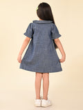 Pineapple Applique Button Down A-line Denim Dress