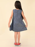 Bugs Applique Solid Fit n Flare Sleeveless Denim Dress
