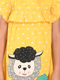 Sheep Printed Ruffle Fit Flare Dress