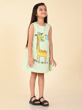 Giraffe Printed Sleeveless Fit n Flare Dress