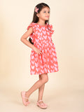 Heart Printed Sleeveless Ruffle Fit n Flare Dress
