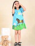 Horse Printed Knee Length A-line Dress