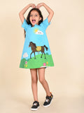 Horse Printed Knee Length A-line Dress