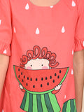 Watermelon Girl Printed Knee Length A-line Dress