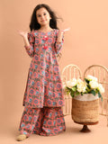 Ethnic Motif Printed Puff Sleeves Tassel Kurta Sharara Set