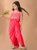 Embroidered Sleeveless Top with Stylish Dhoti Set