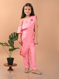 One Shoulder Embroidered Top with Trouser Pant & Attached Dupatta