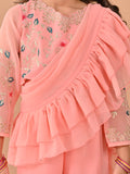 Zardozi Embellished Top and Flared Sharara Set with Attached Dupatta