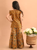 Ethnic Motif Printed Tassel Straight Kurta Sharara Set