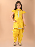 Ethnic Printed Low to High Kurta with Dhoti Pant & Dupatta Set