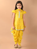 Ethnic Printed Low to High Kurta with Dhoti Pant & Dupatta Set