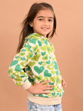 Girls Heart printed Full Sleeves Hooded Sweatshirt