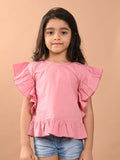Solid Ruffle Short Sleeves Casual Top