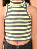 Stripes Printed Sleeveless Slim Fit Crop Tank Top