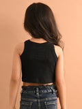 Solid Sleeveless Fitted Crop Tank Top