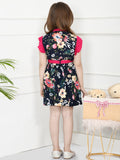 Floral Navy Ruffled Dress