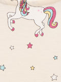 LilPicks Unicorn Print Off white Full Sleeves Dress