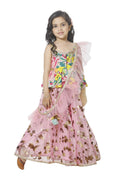 Multicolor Peplum choli with Pink Lehenga Set
