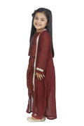 Lilpicks Check Brown Top Dhoti With Jacket set