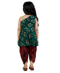 Lilpicks Green Peplum Suit with Dhoti Set