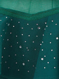 Teal crystal Work layered bell sleeves Top
