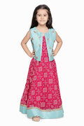 Lilpicks Magenta long dress with Sky Blue jacket