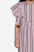 Pearl Pink Striped Flower Dress