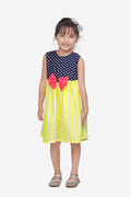 Neon Stripe Navy Polka Dress