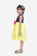 Neon Stripe Navy Polka Dress
