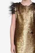 Golden sequence Feather Dress