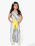 Striped Crossover Style Strappy Full Jumpsuit