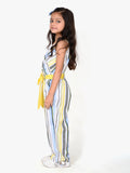 Striped Crossover Style Strappy Full Jumpsuit