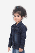 LilipicksDark Blue Denim flamingo Back Patch Applique Jacket