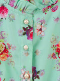 Lilipicks Green Pink floral Tulle Dress