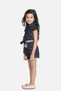 Lilipicks Heart Print Denim Sequin bow Coordinated Set